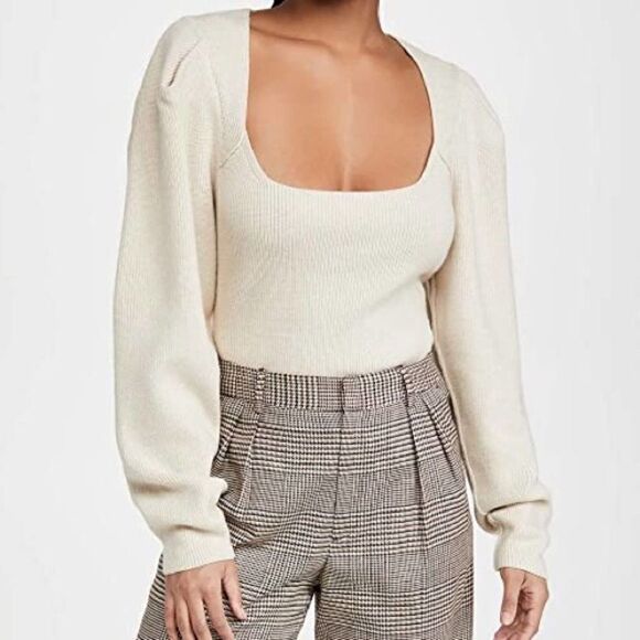 Free People Saffron Oatmeal Scoop Neck Sweater Top - Picture 6 of 11